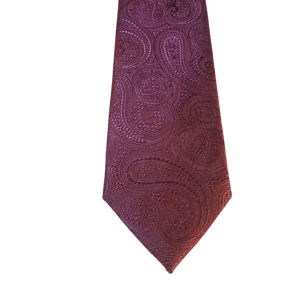 Michael Kors Mens Tie Necktie Designer Solid‎ Rose with Paisley Jacquard Print